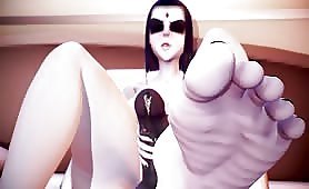 Sb Raven Handjob, giant ebony Pierced dick White Masked tgirl 3d Animation