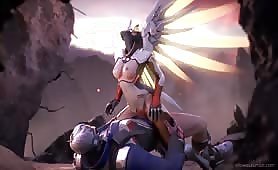 Mercy Soldier Spread Her Wings When Comes To cumming While Fast dong Riding